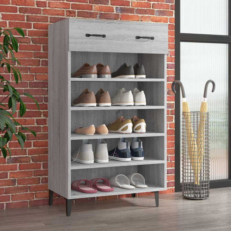Pantofar, gri sonoma, 60x35x105 cm, lemn compozit
