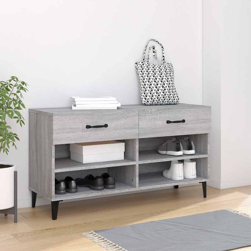 Pantofar, gri sonoma, 102x35x55 cm, lemn compozit