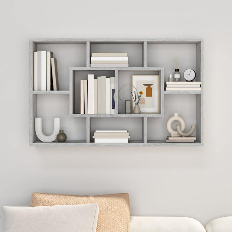 Raft de perete, sonoma gri, 85x16x52,5 cm, lemn compozit