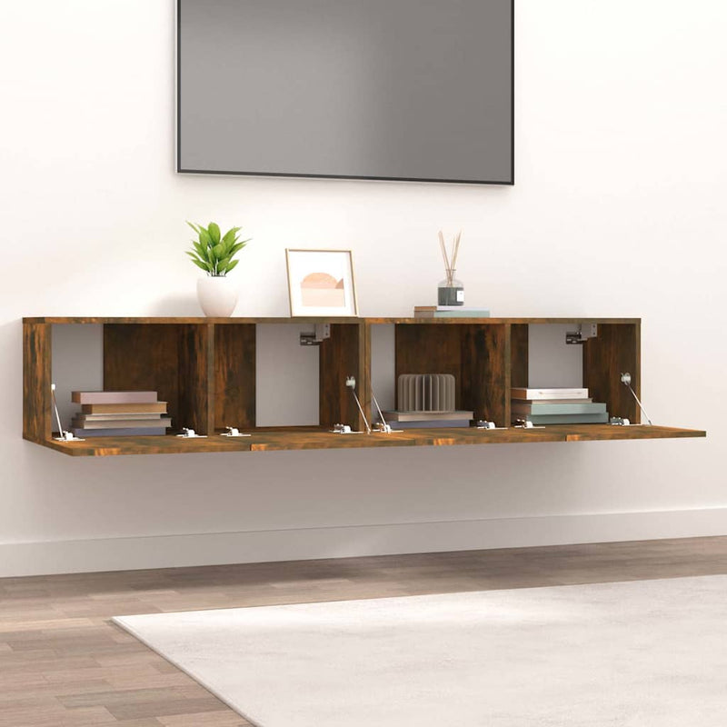 Comode TV, 2 buc., stejar afumat, 80x30x30 cm lemn prelucrat