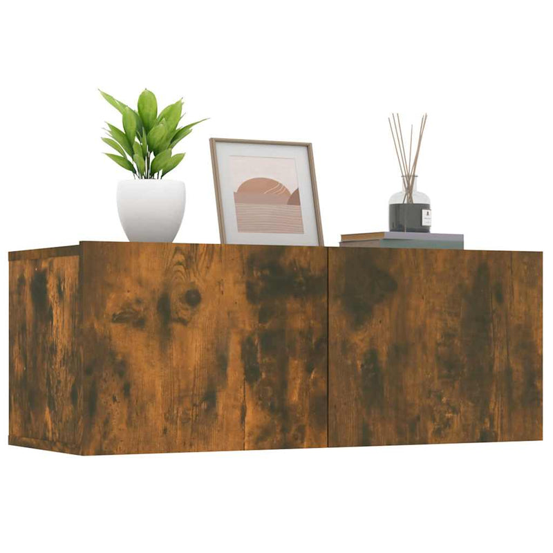Comode TV, 2 buc., stejar afumat, 80x30x30 cm lemn prelucrat