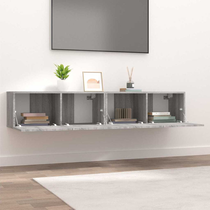 Comode TV, 2 buc., gri sonoma, 80x30x30 cm, lemn prelucrat