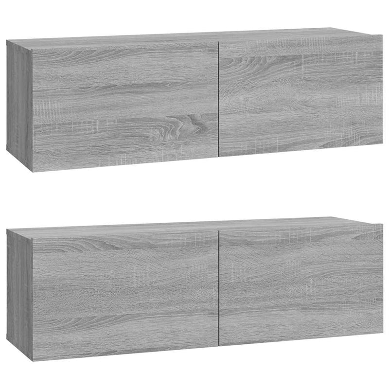 Comode TV, 2 buc., gri sonoma, 100x30x30 cm, lemn prelucrat