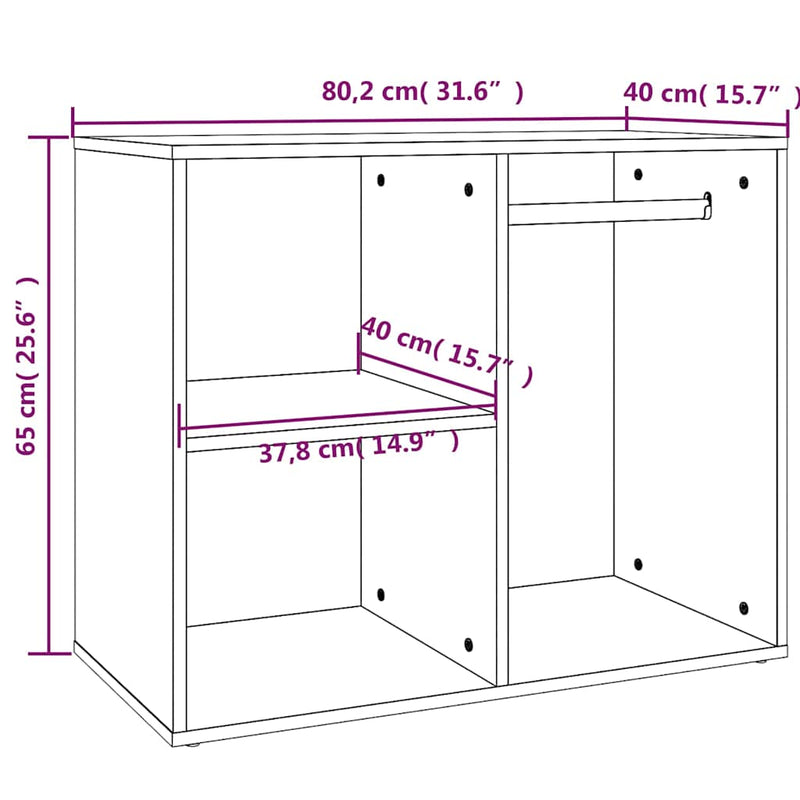 Dulap de dressing, stejar maro, 80x40x65 cm, lemn compozit