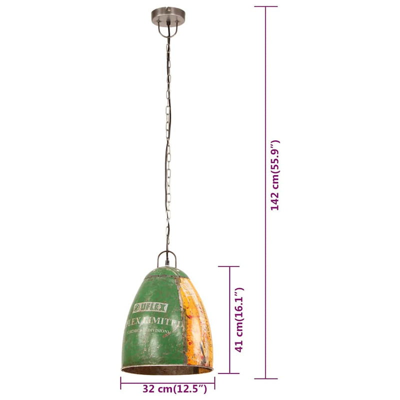 Lustră suspendată industrială 25 W multicolor 32 cm E27 rotund