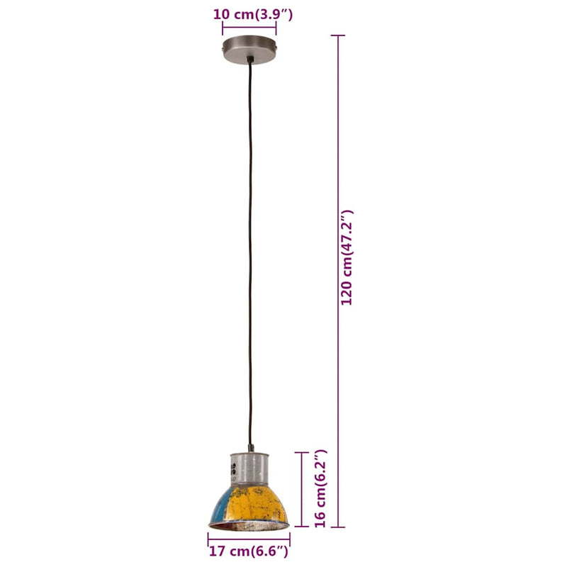 Lustră suspendată industrială 25 W multicolor 17 cm E27 rotund