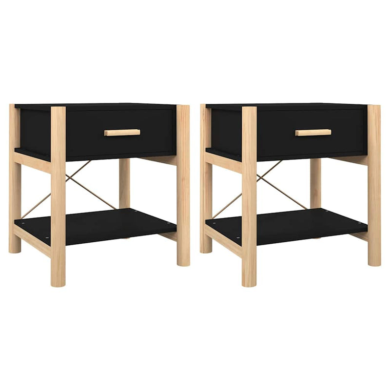 Noptiere, 2 buc., negru, 42x38x45 cm, lemn compozit