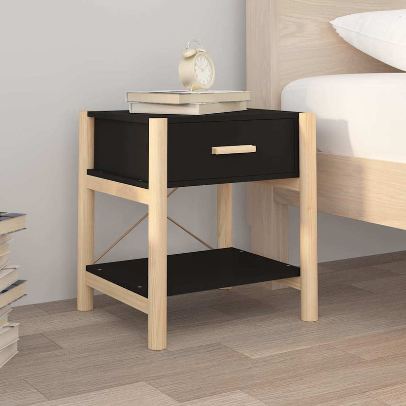 Noptiere, 2 buc., negru, 42x38x45 cm, lemn compozit