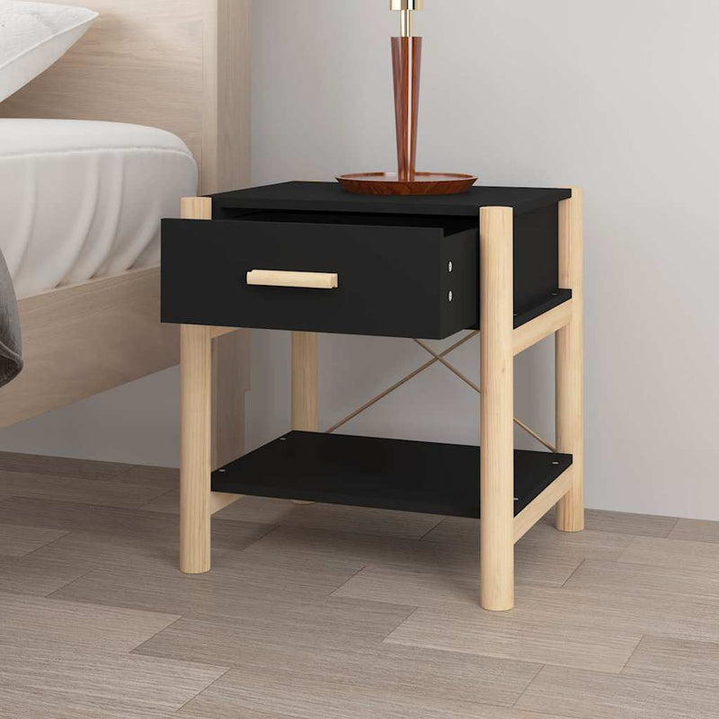 Noptiere, 2 buc., negru, 42x38x45 cm, lemn compozit