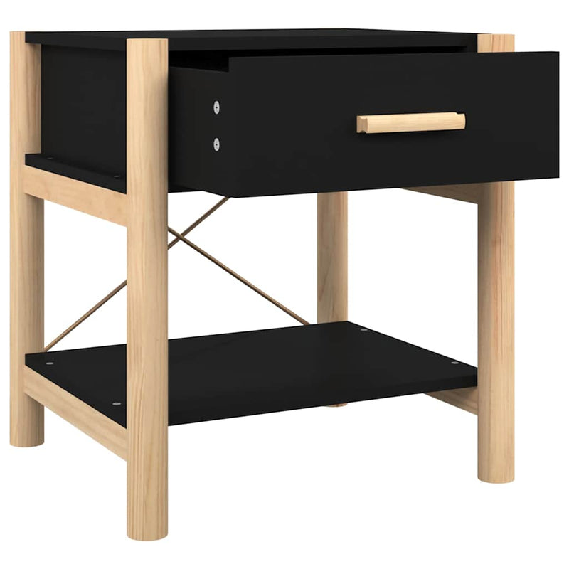 Noptiere, 2 buc., negru, 42x38x45 cm, lemn compozit