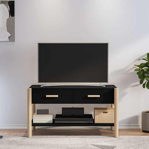 Comodă TV, negru, 82x38x45 cm, lemn prelucrat