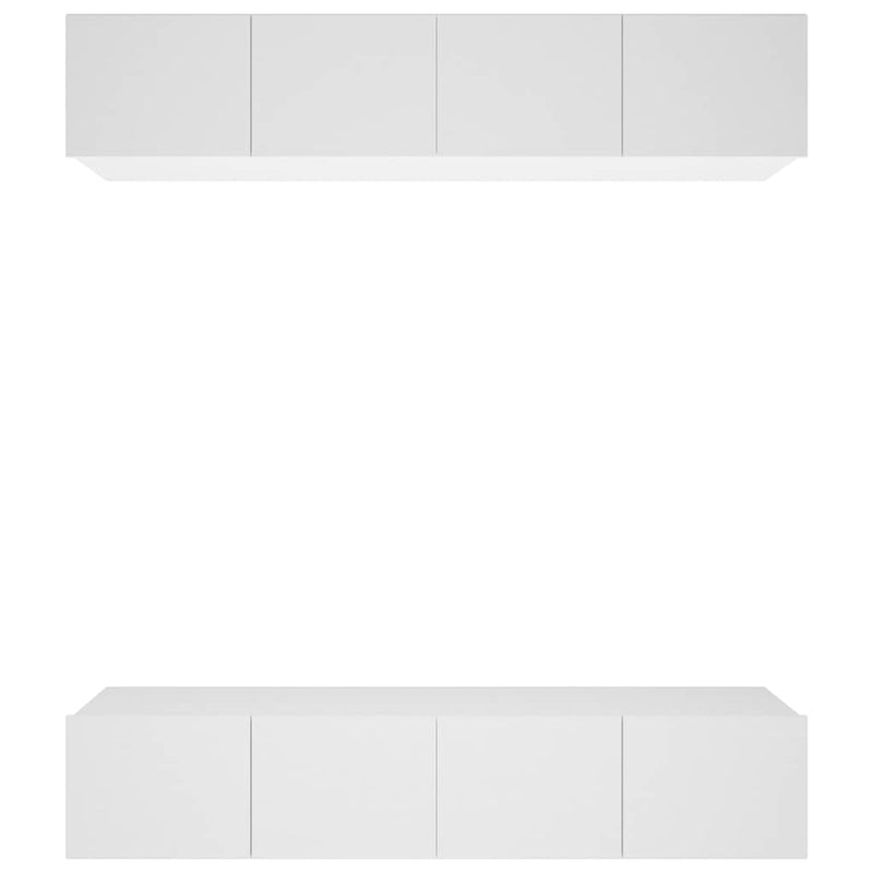 Comode TV, 4 buc., alb, 80x30x30 cm, lemn prelucrat