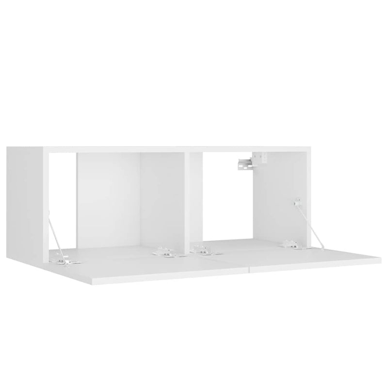 Set dulap TV, 8 piese, alb, lemn prelucrat