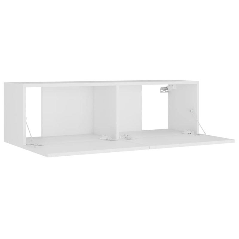 Set dulap TV, 8 piese, alb, lemn prelucrat