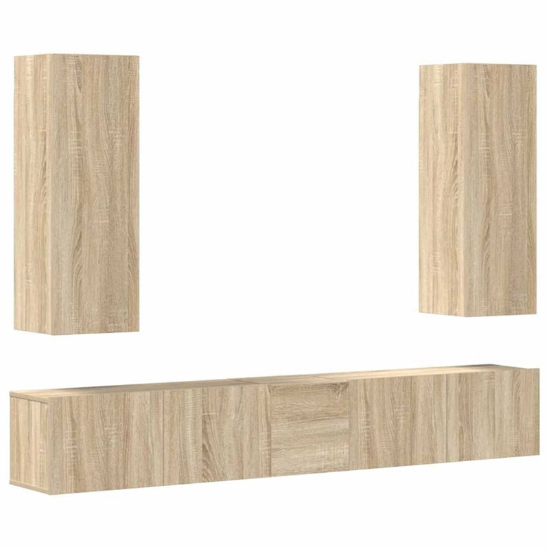 Set dulap TV, 5 piese, stejar sonoma, lemn prelucrat