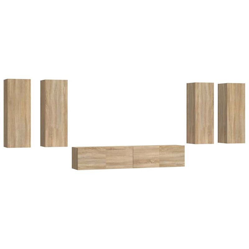 Set dulap TV, 6 piese, stejar sonoma, lemn prelucrat