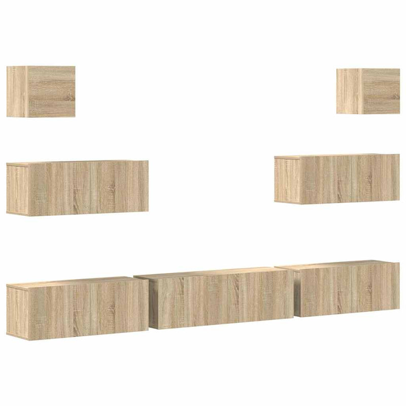Set dulapuri TV, 7 piese, stejar sonoma, lemn prelucrat