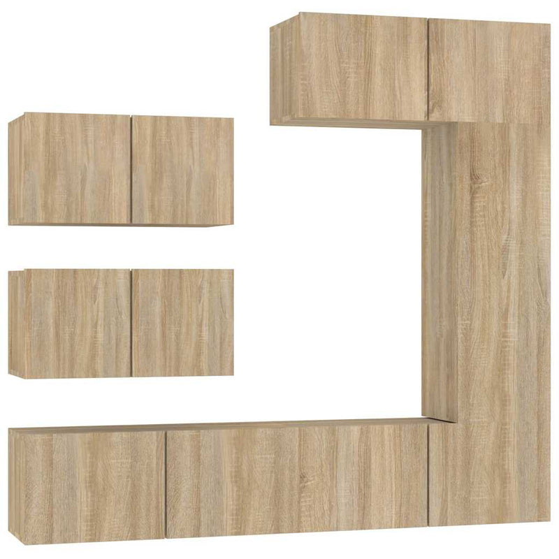 Set dulap TV, 6 piese, stejar sonoma, lemn prelucrat
