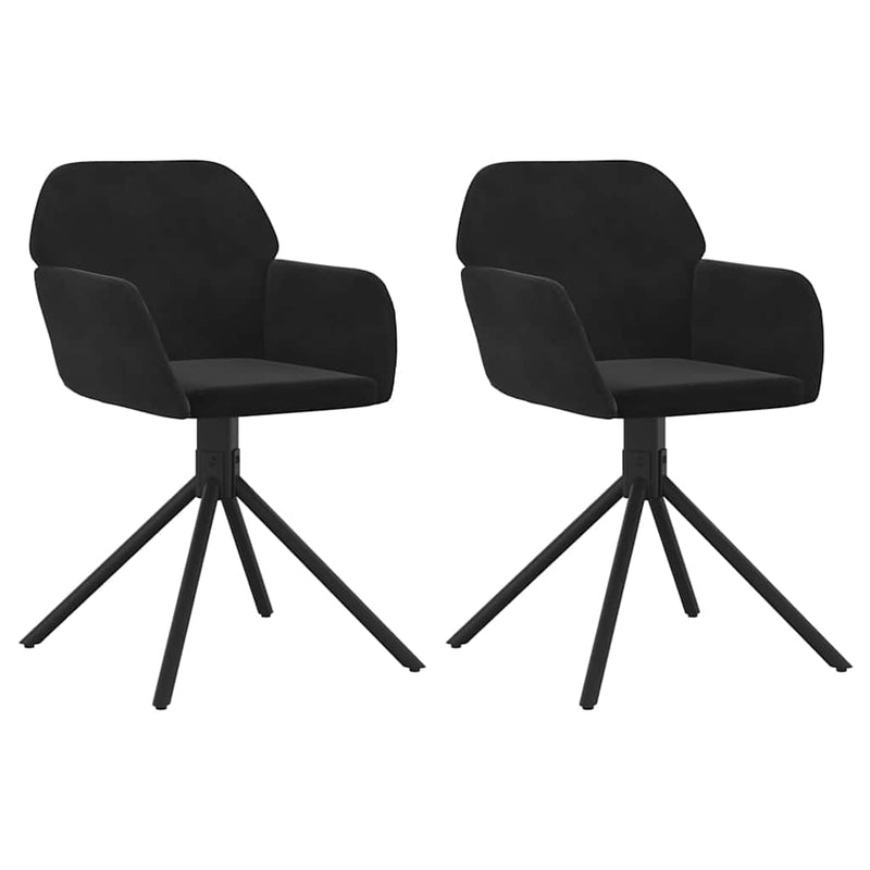 Scaune de bucătărie pivotante, 2 buc., negru, catifea