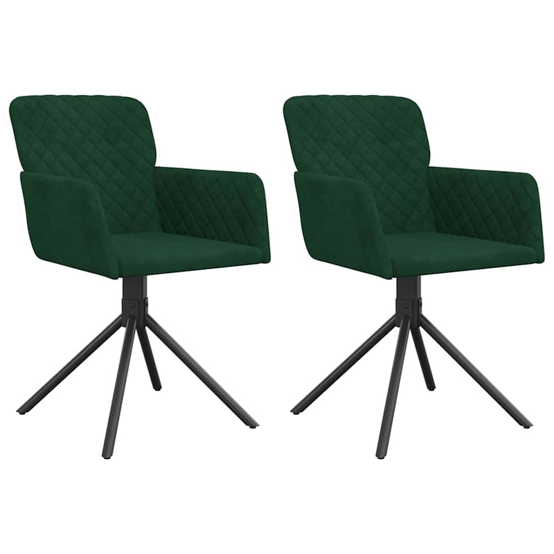 Scaune de bucătărie pivotante, 2 buc., verde închis, catifea