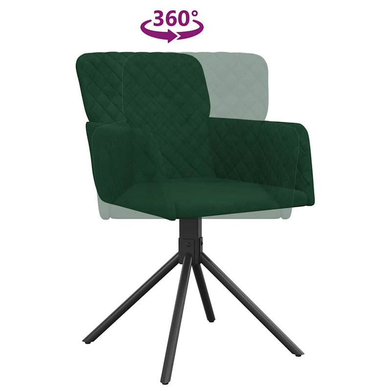Scaune de bucătărie pivotante, 2 buc., verde închis, catifea