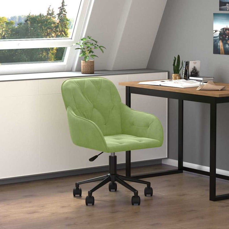 Scaun de birou pivotant, verde deschis, catifea