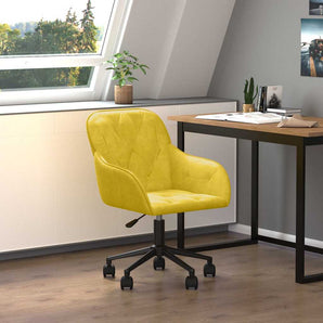 Scaun de birou pivotant, galben, catifea