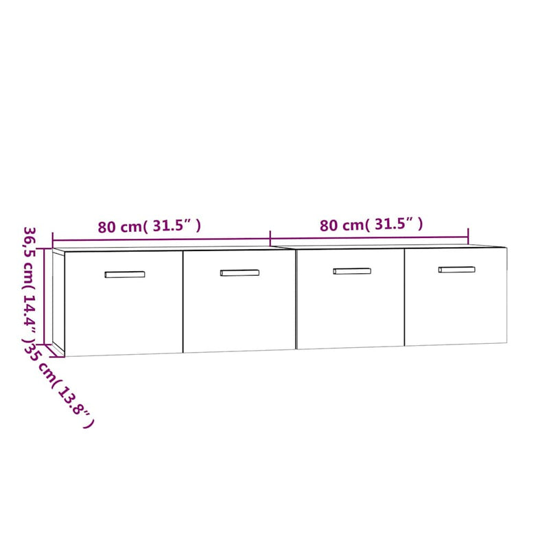 Dulapuri de perete, 2 buc., alb, 80x35x36,5 cm, lemn compozit