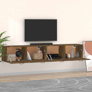 Dulapuri de perete 2 buc. stejar fumuriu 100x36,5x35 cm lemn