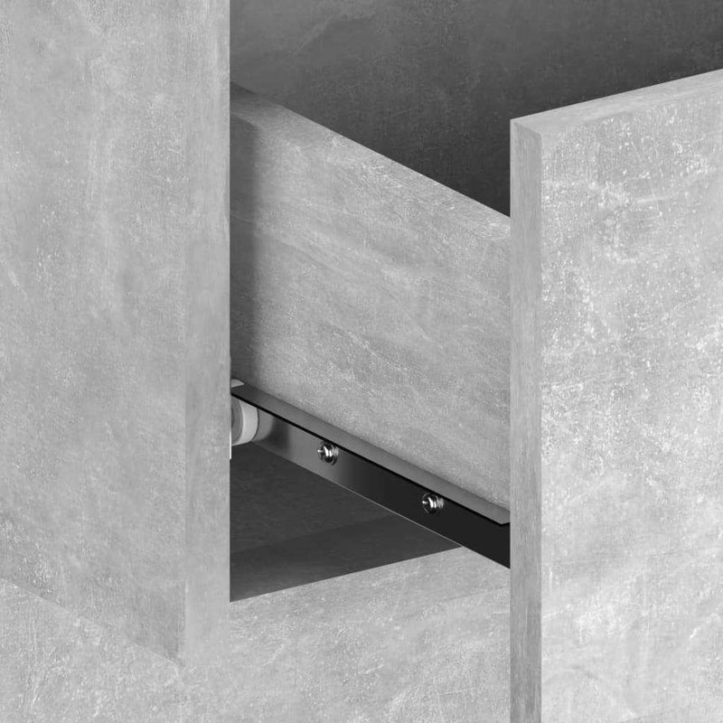 Tăblie de pat cu dulapuri, gri beton, lemn prelucrat