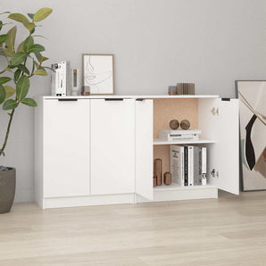 Servante, 2 piese, alb, 60x30x70 cm, lemn prelucrat