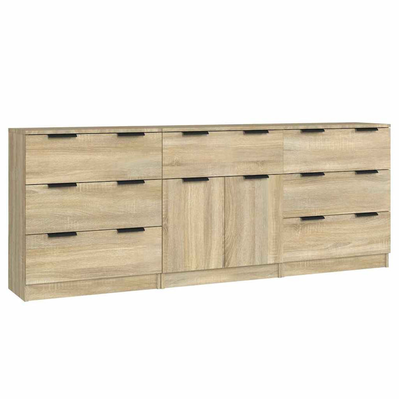 Servante, 3 piese, stejar sonoma, lemn prelucrat