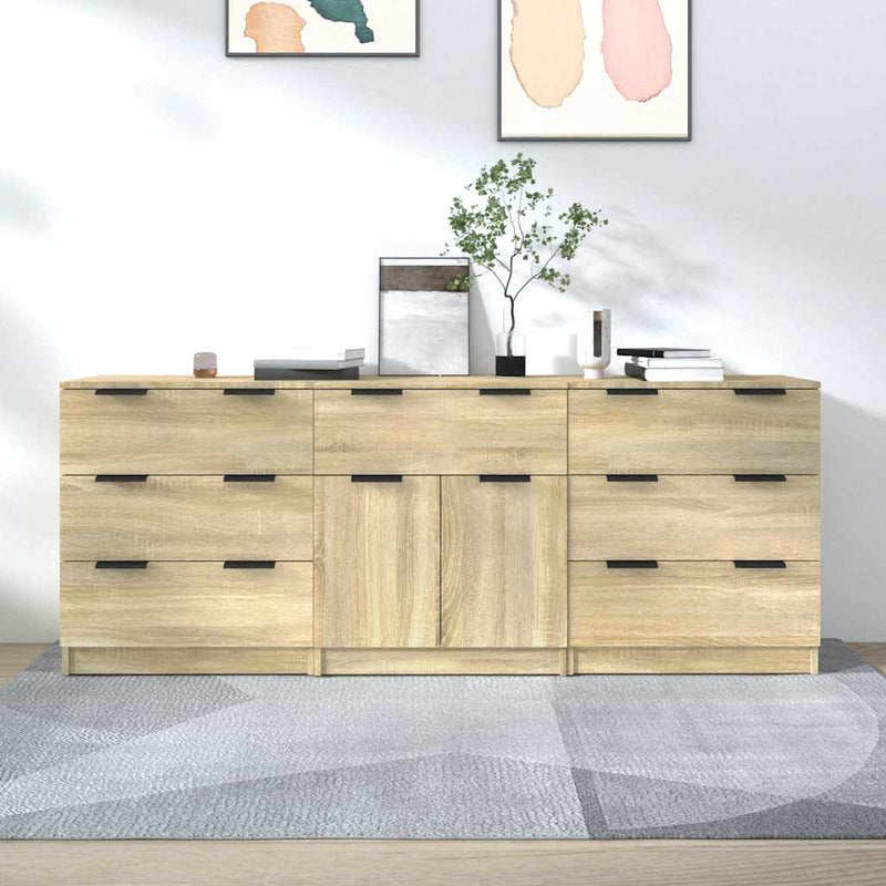 Servante, 3 piese, stejar sonoma, lemn prelucrat