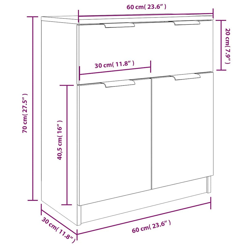 Servante, 3 piese, gri beton, lemn prelucrat