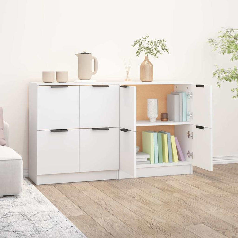 Servante, 2 piese, alb, 60x30x70 cm, lemn prelucrat