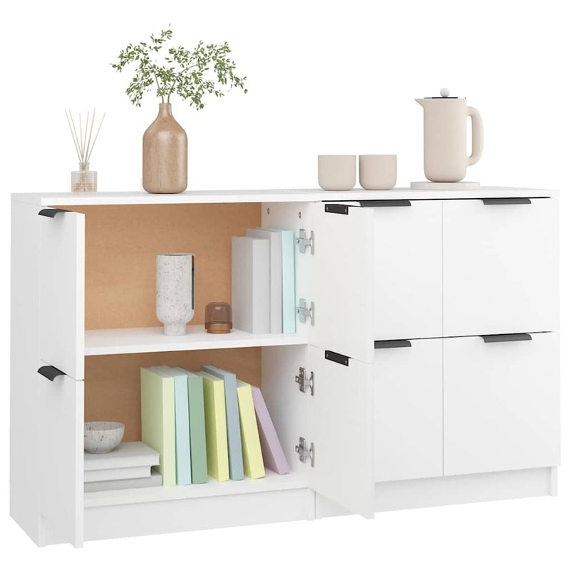 Servante, 2 piese, alb, 60x30x70 cm, lemn prelucrat