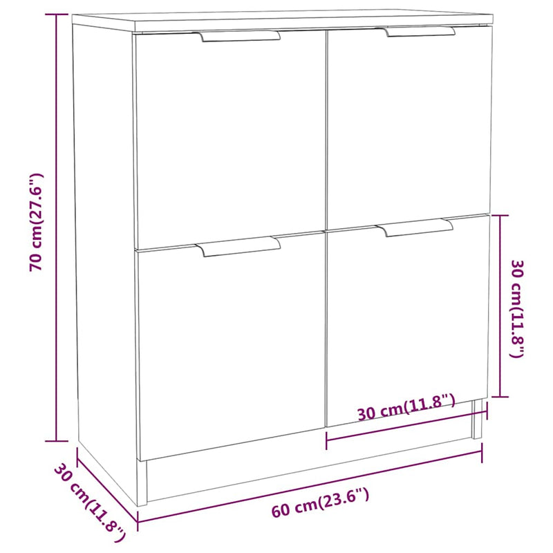 Servante, 2 piese, alb, 60x30x70 cm, lemn prelucrat