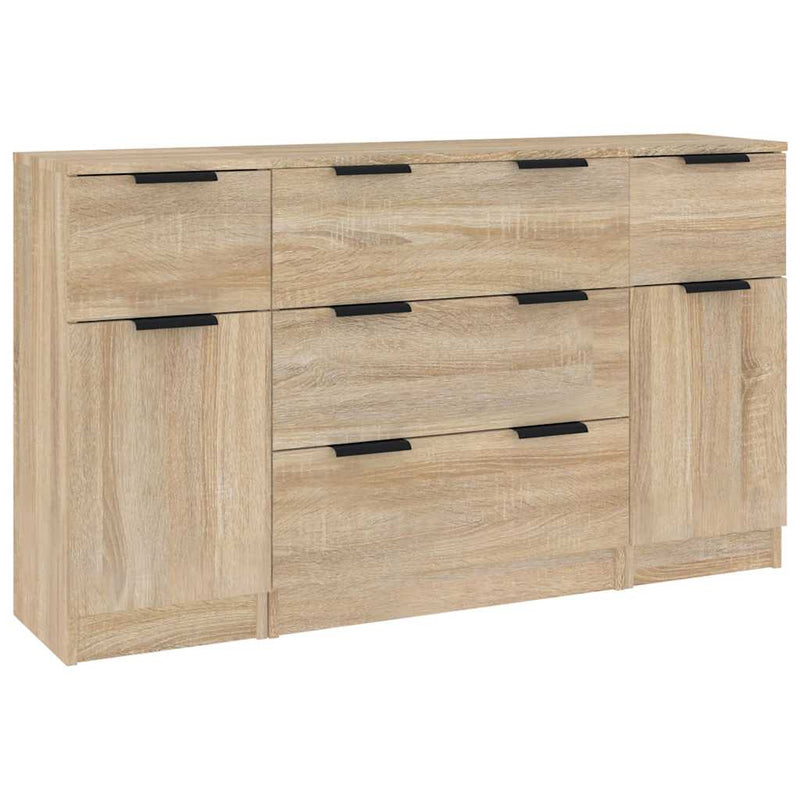 Set servantă, 3 piese, stejar sonoma, lemn prelucrat