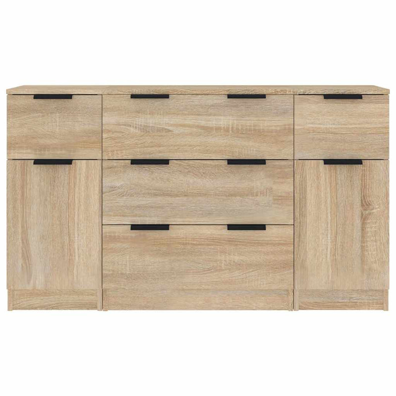 Set servantă, 3 piese, stejar sonoma, lemn prelucrat