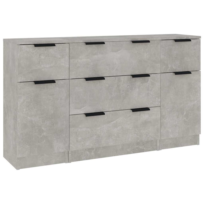 Set servantă, 3 piese, gri beton, lemn prelucrat