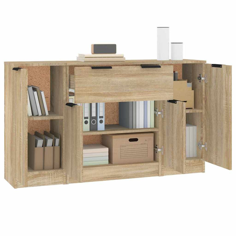Servante, 3 piese, stejar sonoma, lemn prelucrat