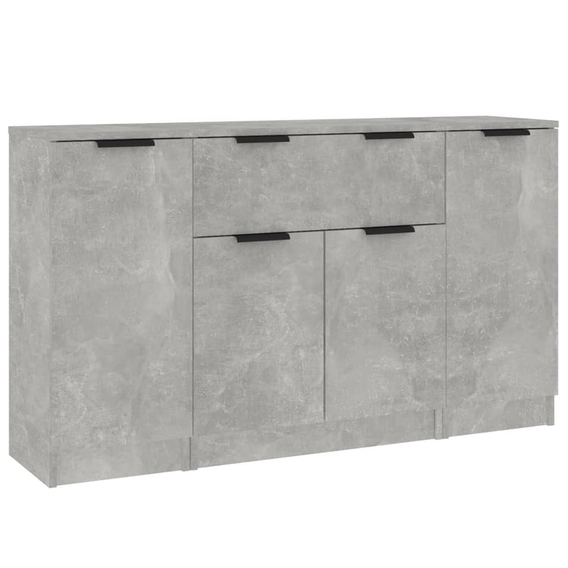 Servante, 3 piese, gri beton, lemn prelucrat