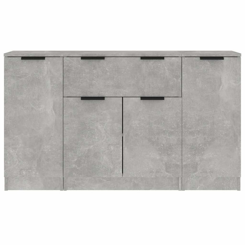 Servante, 3 piese, gri beton, lemn prelucrat