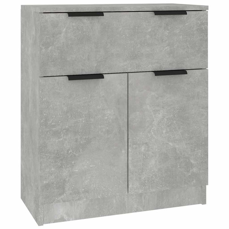 Servante, 3 piese, gri beton, lemn prelucrat