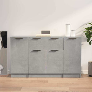 Servante, 3 piese, gri beton, lemn prelucrat