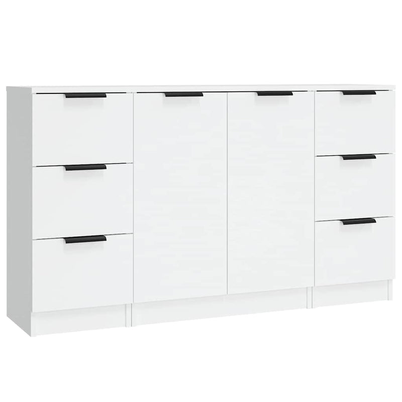 Servante, 3 piese, alb, lemn prelucrat