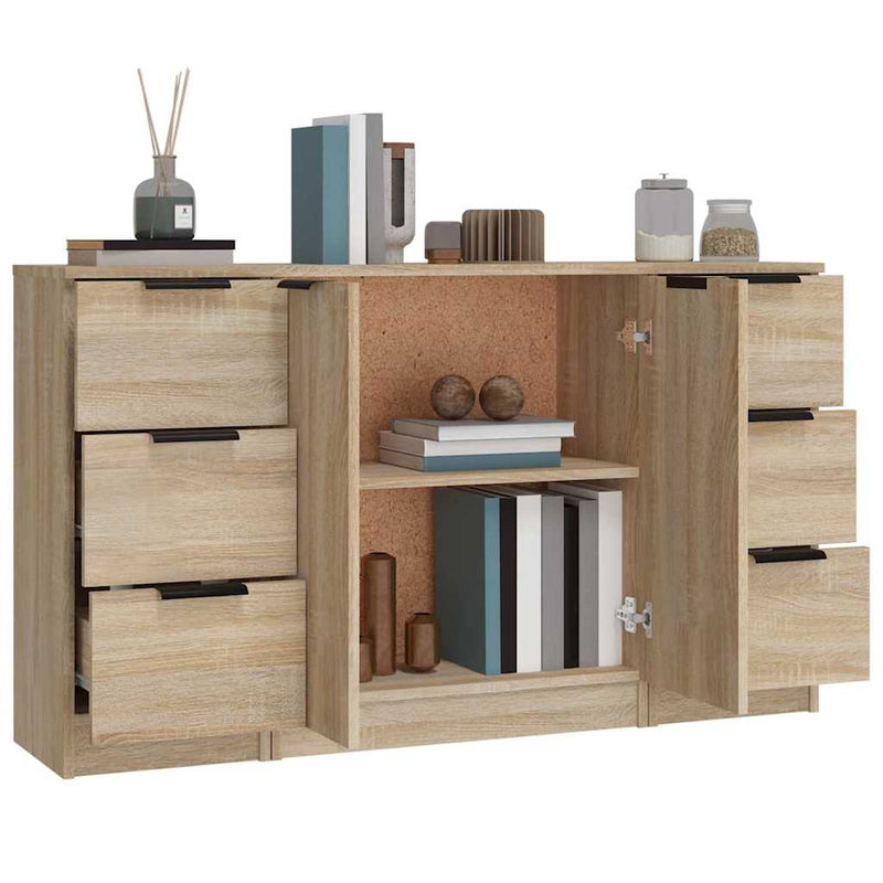 Servante, 3 piese, stejar sonoma, lemn prelucrat