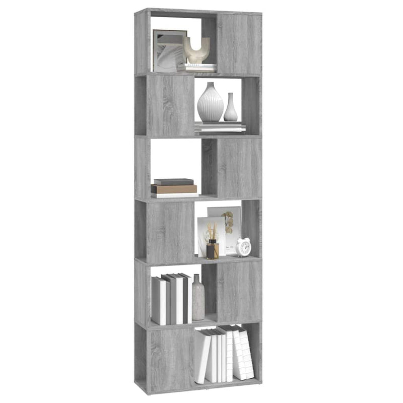 Bibliotecă/Separator de cameră, gri sonoma, 60x24x186 cm