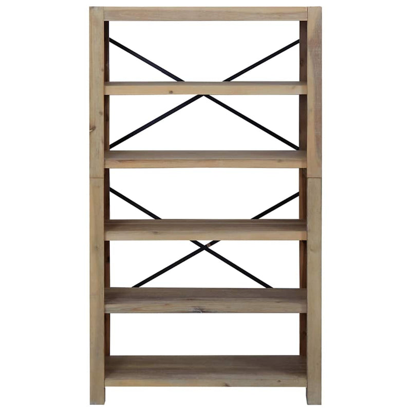 Bibliotecă cu 5 rafturi, 80x30x140 cm, lemn masiv de acacia