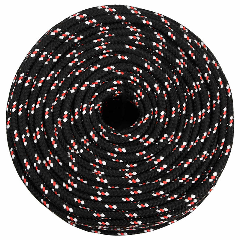 Frânghie de barcă, negru, 6 mm, 25 m, polipropilenă